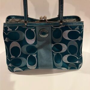Coach Blue and Silver Shoulder Bag